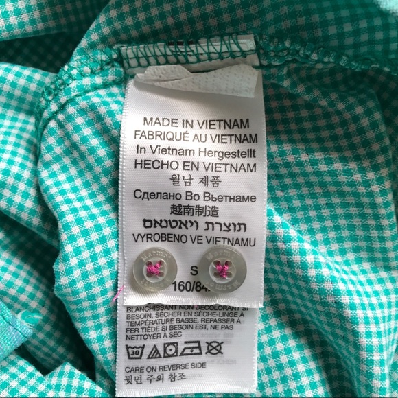 Marmot Plaid Button Up Long Sleeve Shirt Size Small Teal Nylon Outdoor Hiking - Picture 12 of 16